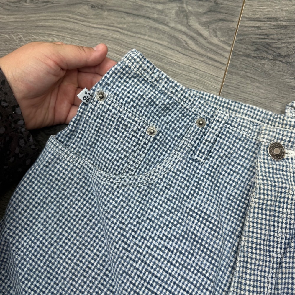 Vintage Route 66 Womens Blue Gingham High Waisted Carpenter Shorts Size 9/10 - Picture 10 of 10